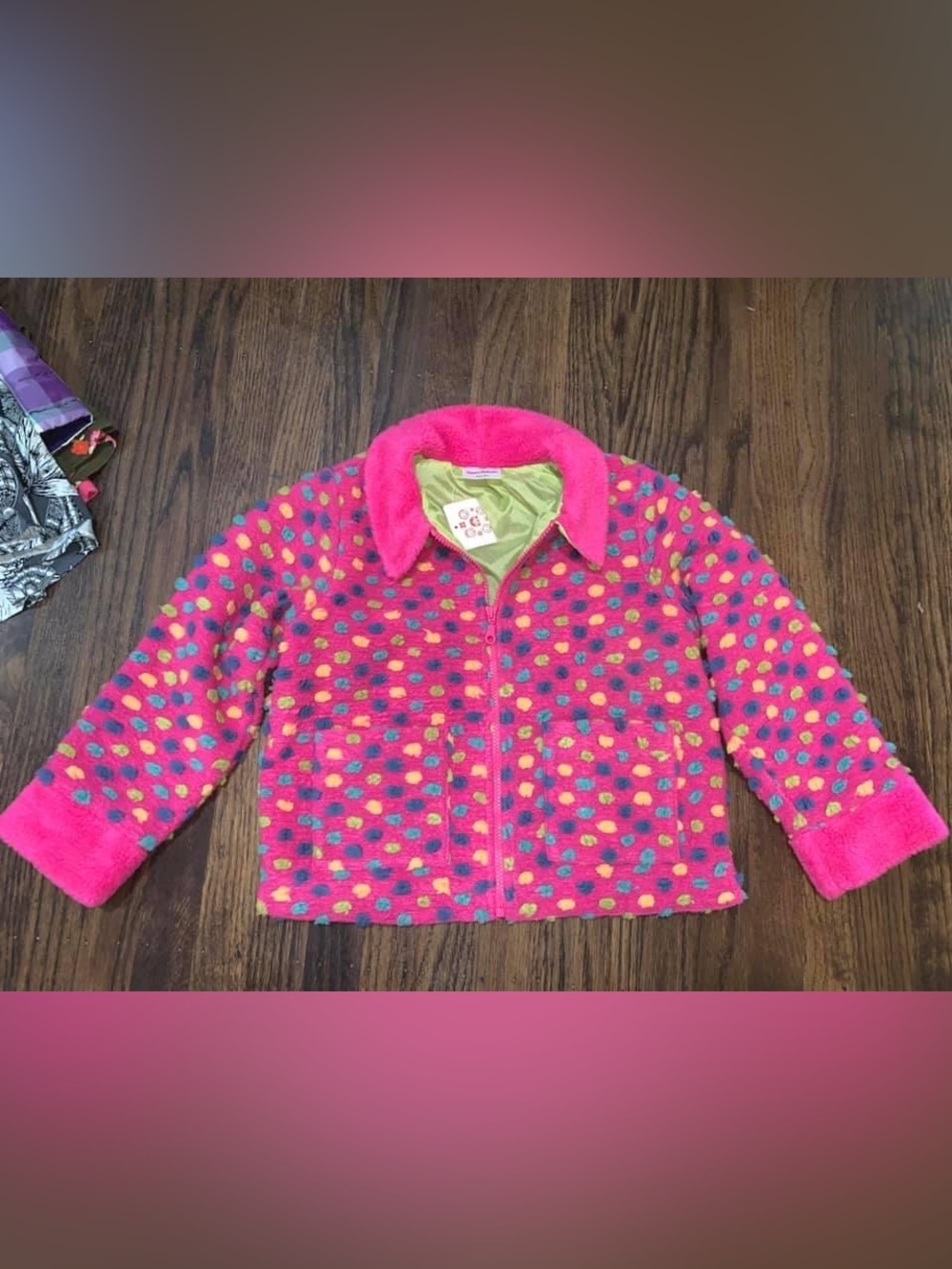 Nwt Hanna Andersson Girls Bright Pink Polka Dot Jacket size 130/8